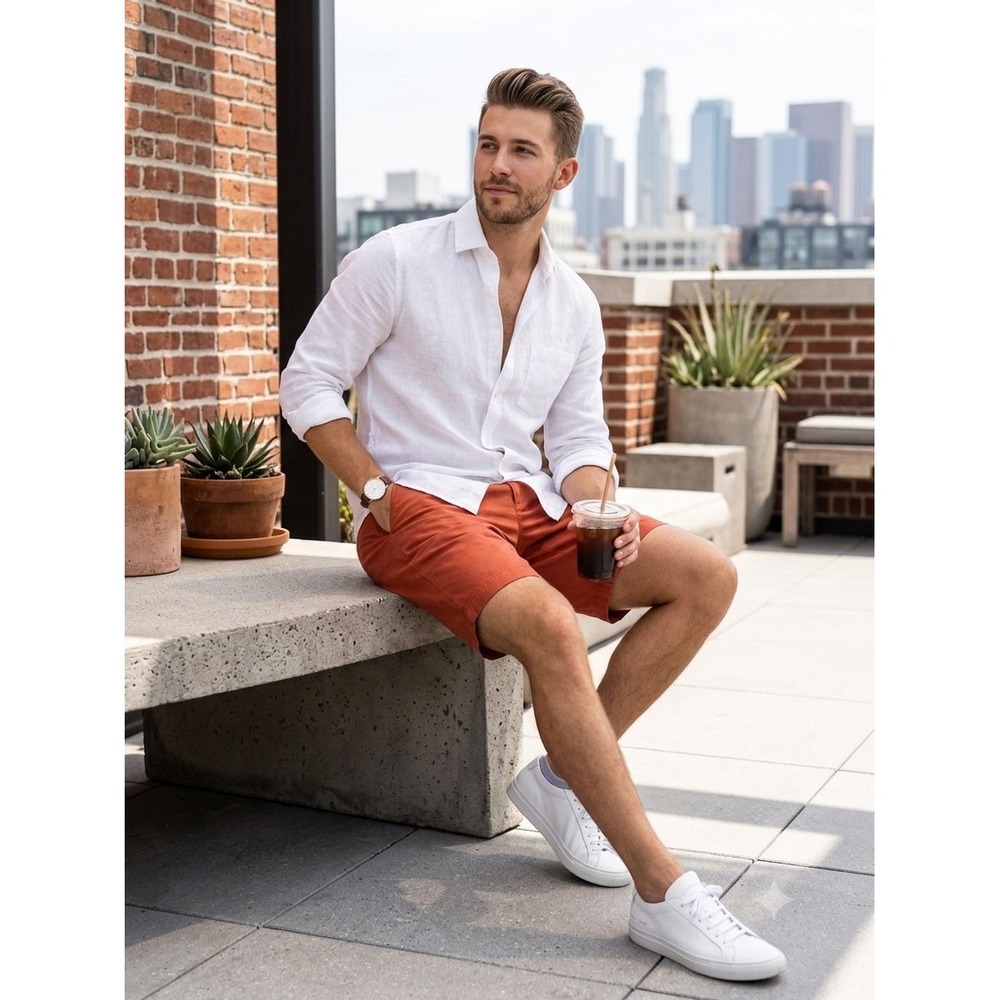 Old Navy Mens Burnt Orange Ultimate Shorts Size 40 NWT Cotton Flat Front Chino